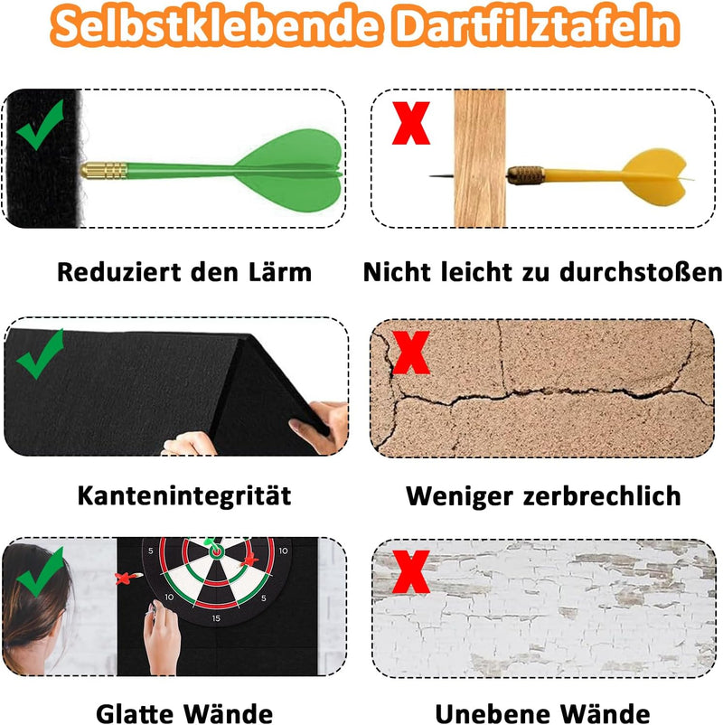 Bild im Galerie-Viewer laden, Dartbord-Wandschutz, 6 Stück aus selbstklebendem Filz, 30 x 30 cm – Dartwandpaneele – Dart-Rückwand
