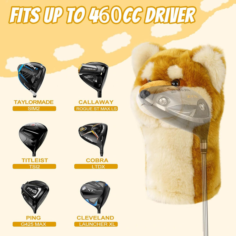 Laad afbeelding in Galerijviewer, Pluche golfclubhoes Shiba Inu voor drivers tot 460 cc
