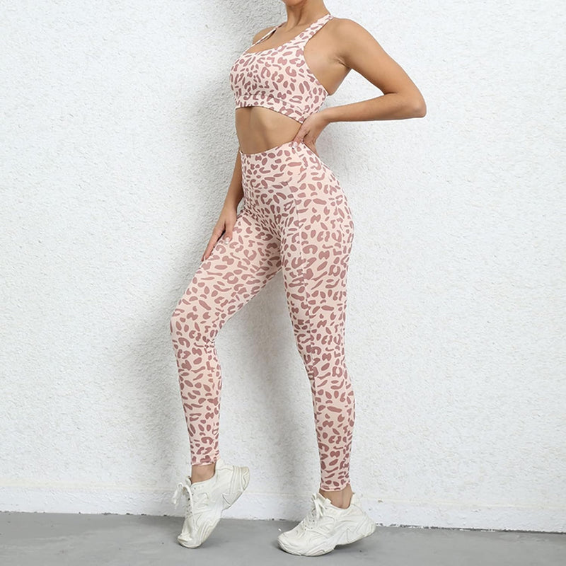 Load image into Gallery viewer, Dames sportlegging met luipaardprint hoge taille en aansluitende pasvorm – fitness legging – yogabroek
