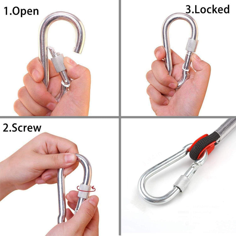 Laden Sie das Bild in Galerie -Viewer, Statisch Klimtouw 10 m x 10 mm met 2 Karabijnhaken – Outdoor Touw voor Abseilen, Klimmen, Camping – Zwart
