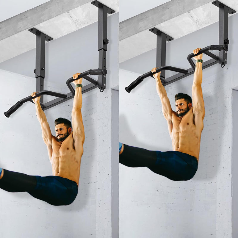 Load image into Gallery viewer, Optrekstang voor plafondmontage met 4 gripposities tot 227 kg – pull-up bar – krachttraining
