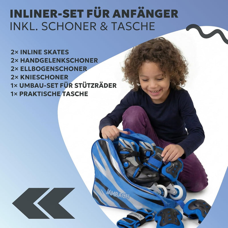 Load image into Gallery viewer, Inlineskates voor kinderen, met beschermers, verstelbaar, met led, blauw
