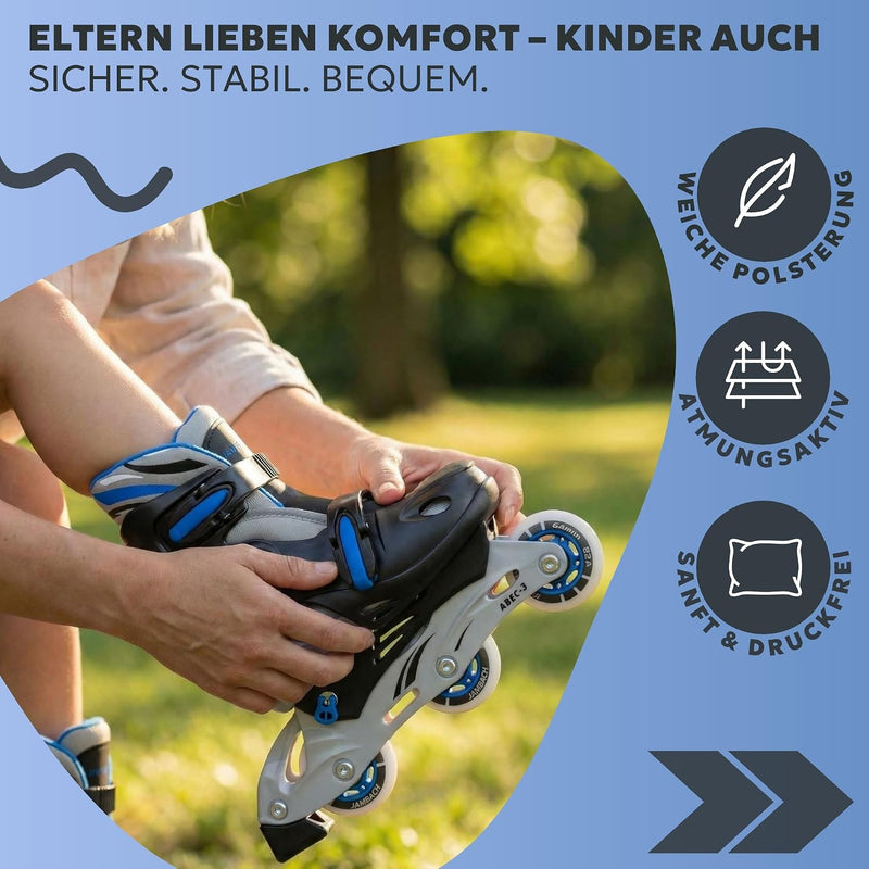 Load image into Gallery viewer, Inlineskates voor kinderen, met beschermers, verstelbaar, met led, blauw
