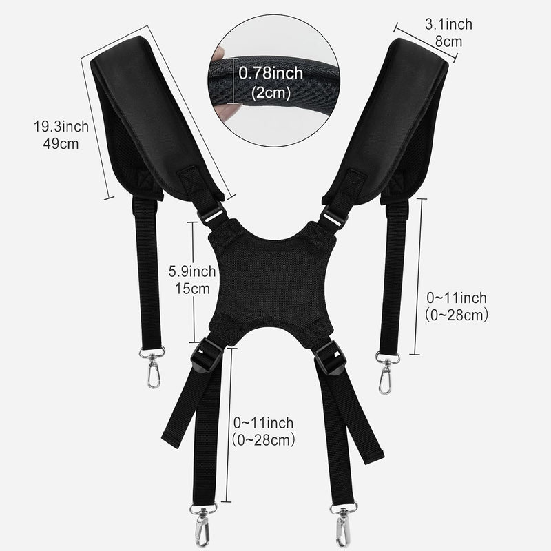 Load image into Gallery viewer, Dubbele golftas schouderriem verstelbaar met gewatteerde schouderstukken en 4 metalen haken – draagharnas – golftasriemen
