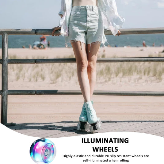 ERNAN Rolschaatsen met 4 wielen, parallelle skates met lichtgevende wielen, klassieke high-top, rolschaatsen voor volwassenen, meisjes, kinderen, beginners, maat 37-43
