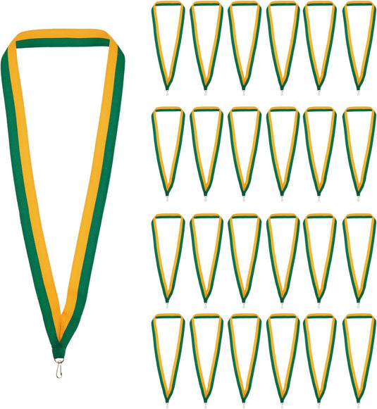 Medaille neklinten 50 stuks 43 x 2,2 cm groen-geel met klikclip – award linten – sport accessoires