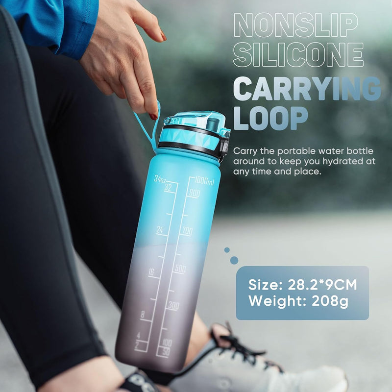 Chargez l'image dans la visionneuse de la galerie, Drinkfles 1 liter BPA-vrij met antislip grip en lekvrije sluiting – waterfles – sportfles
