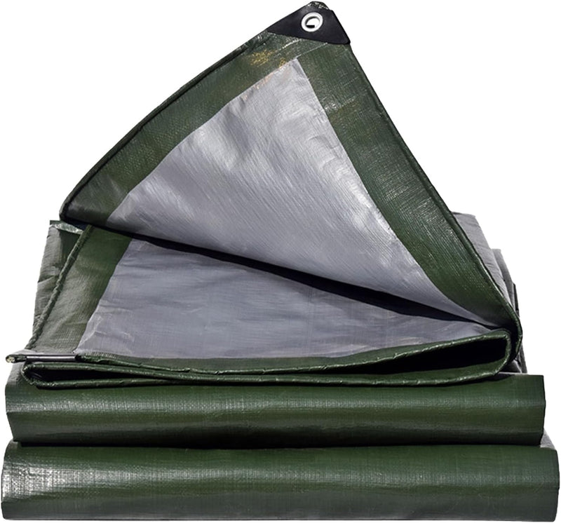 Laden Sie das Bild in Galerie -Viewer, Waterdicht afdekzeil 4 x 5 meter 180 g/m² met ogen groen-zilver – PE dekzeil – beschermzeil
