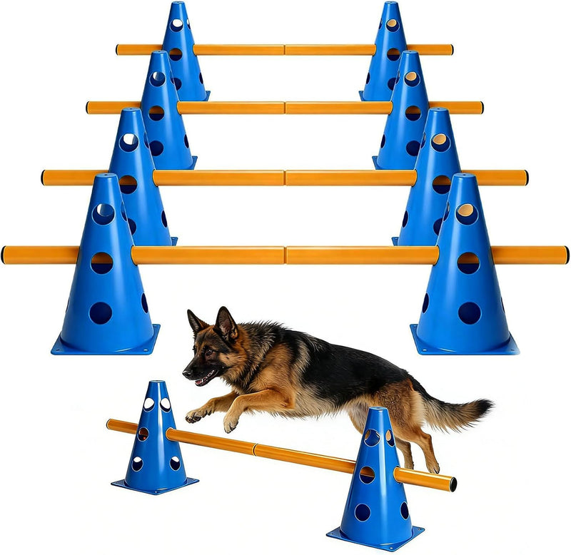 Chargez l'image dans la visionneuse de la galerie, Agility hindernisset met 10 kegels en 5 verstelbare stangen – hondentraining – behendigheidsset
