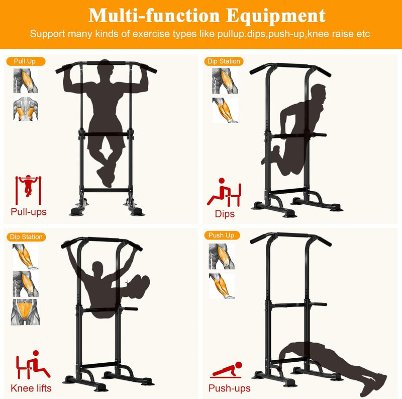 Load image into Gallery viewer, Adjustable power tower 165-210 cm with pull-up bar and dip station – power tower – fitness frame
