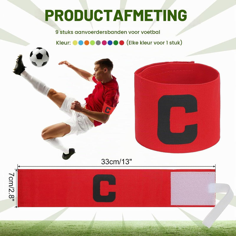 Chargez l'image dans la visionneuse de la galerie, Aanvoerdersbanden 9 stuks verstelbaar 33 x 7 cm in 9 kleuren – captain armbanden – voetbal accessoires

