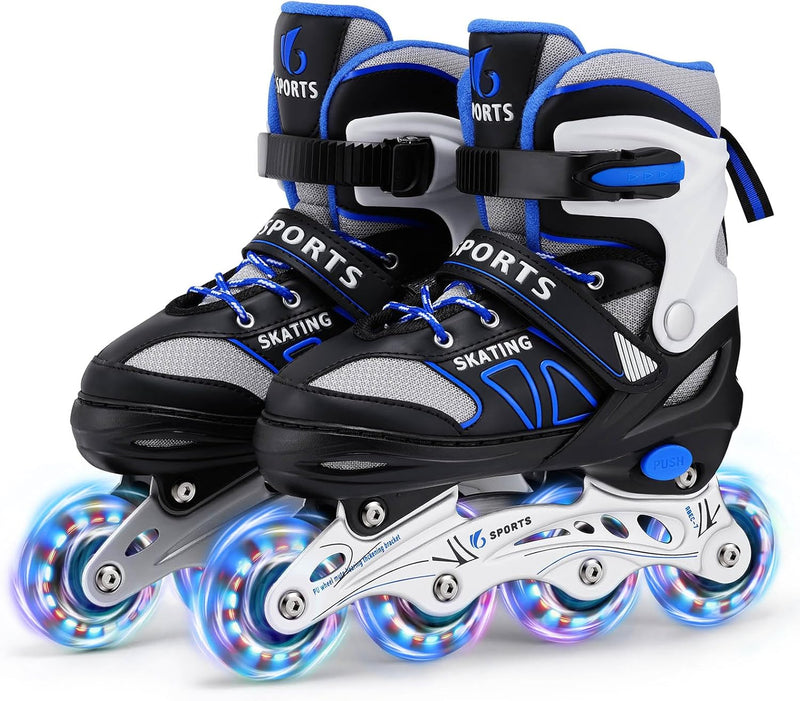 Carica immagine in Galleria Viewer, Verstelbare inline skates voor kinderen maat 32-36 met lichtgevende wielen – beginners rolschaatsen blauw
