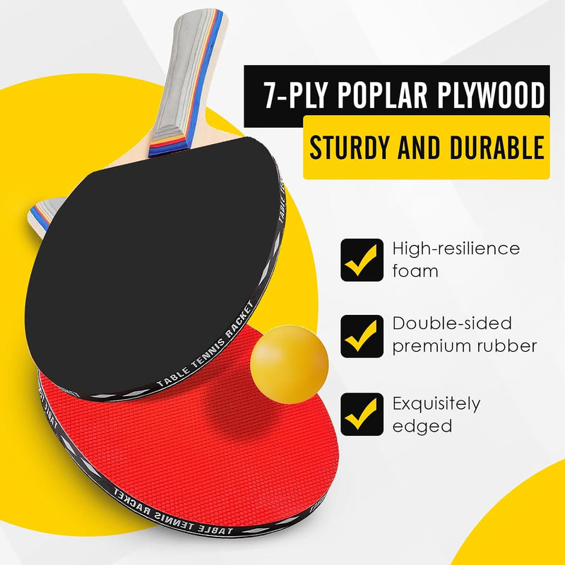 Bild im Galerie-Viewer laden, Tischtennis-Set mit 2 Holzschlägern von 25,5 cm inklusive 3 Bällen und Aufbewahrungstasche – Pingpong-Set – Tischtenniszubehör
