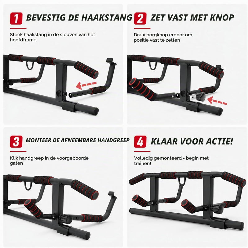 Laad afbeelding in Galerijviewer, Opvouwbare optrekstang voor deurkozijn zonder boren tot 200 kg – pull-up bar – calisthenics
