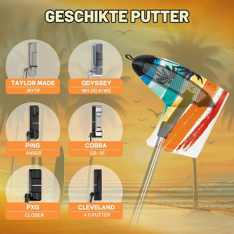Load image into Gallery viewer, Golf putter beschermhoes met magnetische sluiting 16,8 x 13 cm van kunstleer – putter headcover – golfclub bescherming
