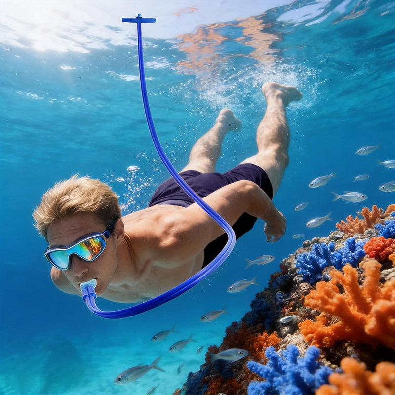 Laden Sie das Bild in Galerie -Viewer, Opvouwbare snorkel met siliconen mondstuk en drijvend ventiel – snorkelbuis – duikaccessoires
