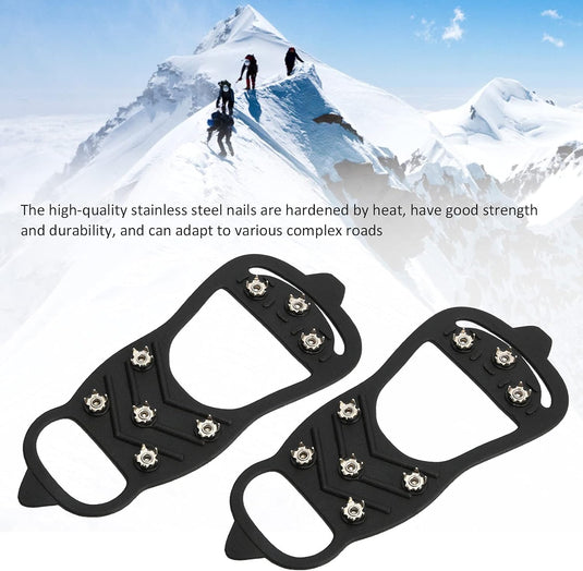 Antislip schoenspikes met 8 tanden zwart