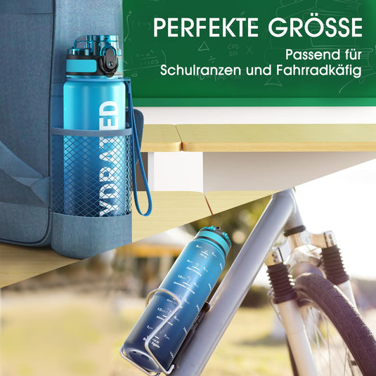 Drinkfles 750 ml BPA-vrij met tijdmarkeringen en lekvrije dop – waterfles – sportfles