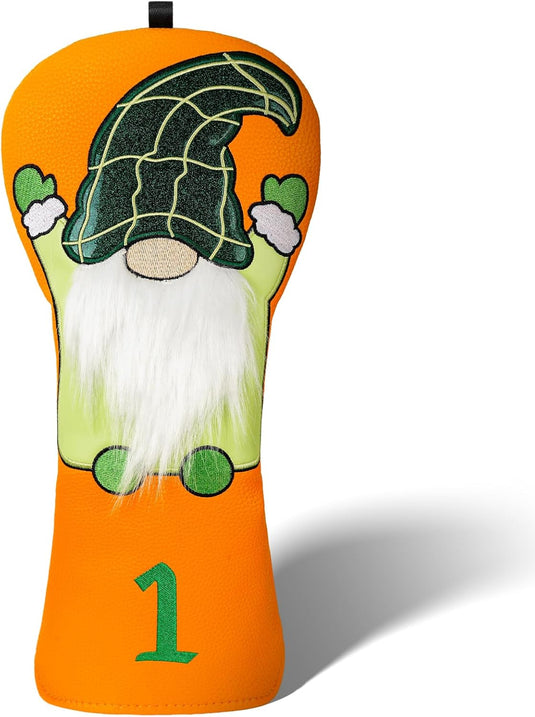 Golfclub beschermhoes van kunstleer met Ierse kabouter voor driver en houten golfclubs – golfheadcover – golfdecoratie