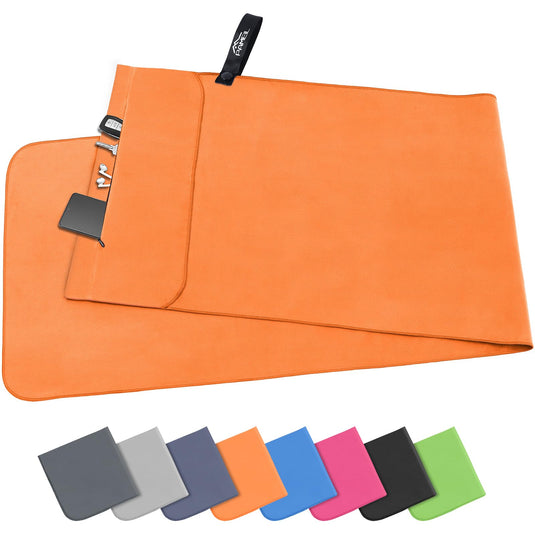 Fitnesshanddoek Microvezel 120x50 cm Sneldrogend met Ritsvak – Sporthanddoek – Reishanddoek