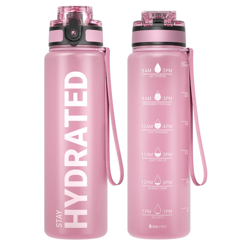 Load image into Gallery viewer, Drinkfles 750 ml BPA-vrij met tijdmarkeringen en lekvrije dop – waterfles – sportfles
