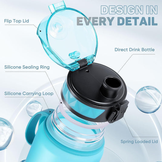 Drinkfles 1 liter BPA-vrij met antislip grip en lekvrije sluiting – waterfles – sportfles