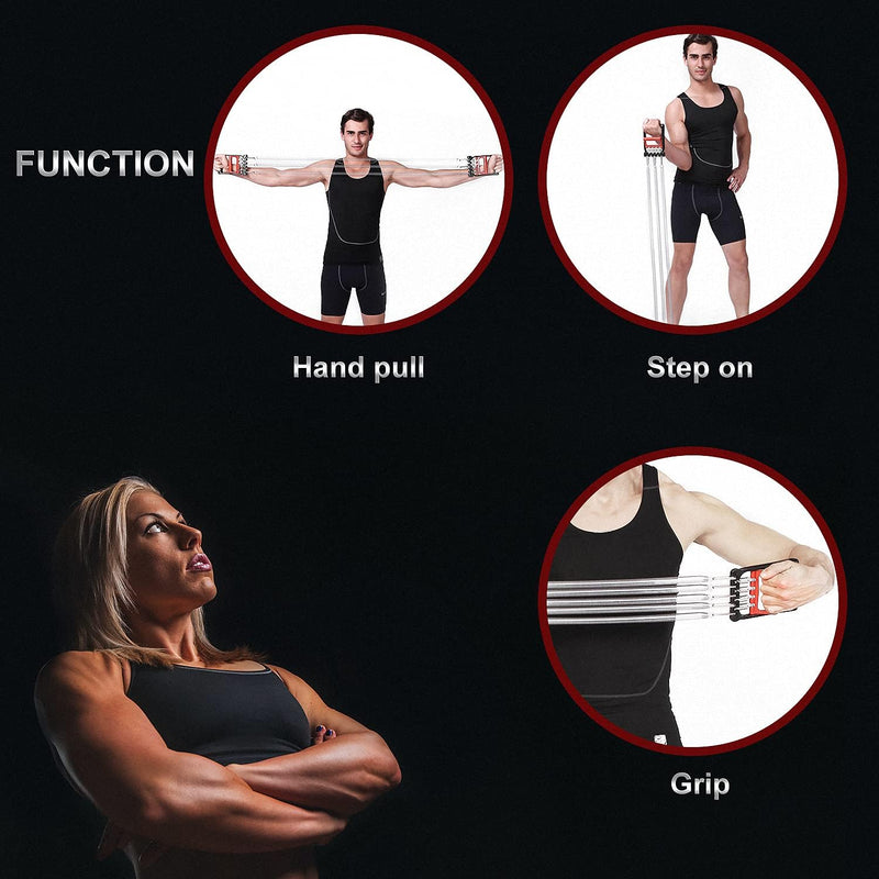Laad afbeelding in Galerijviewer, DBREAKS Borstverlenging, borstverlenging, verstelbare borstexpander, trekkrachtverlenging, fitnesskabel, multifunctioneel, met 5 afneembare veren, voor spiertraining
