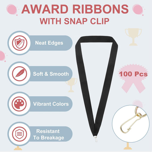 Medaille neklinten 100 stuks 43 x 2,2 cm met klikclips – award linten – sport accessoires