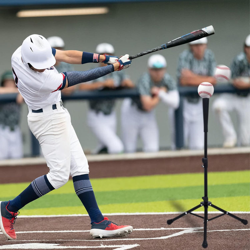 Laad afbeelding in Galerijviewer, Verstelbare batting tee 63-104 cm met statief zwart – baseball slagstandaard – honkbal softball accessoires

