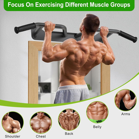 Wandgemonteerde optrekstang met 4 gripposities en ringen tot 272 kg – pull-up bar – krachttraining