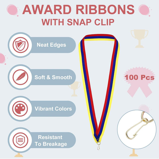 Medaille neklinten 100 stuks 43 x 2,2 cm met klikclips – award linten – sport accessoires