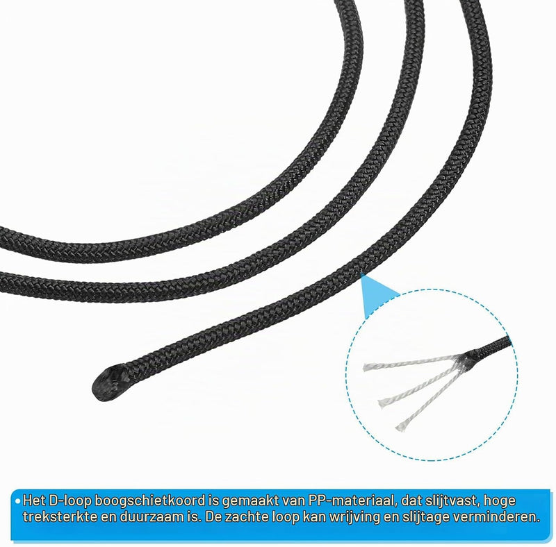 Chargez l'image dans la visionneuse de la galerie, Boogschieten D-lus touw 3 m x 2,5 mm (2 stuks) - Polypropeen D-ring release koord - Compound boog pees accessoire
