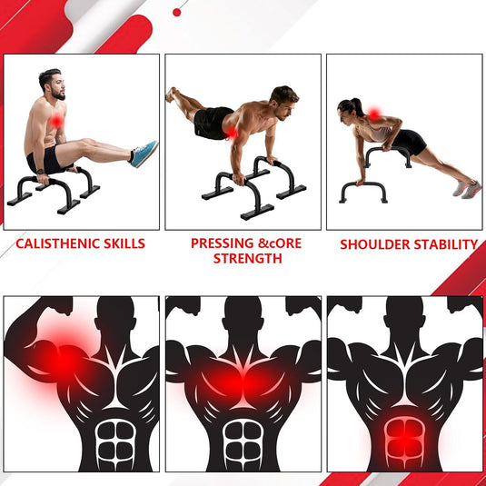 Parallettes push-up bars van staal met antislip handgrepen tot 300 kg – calisthenics – opdruksteunen