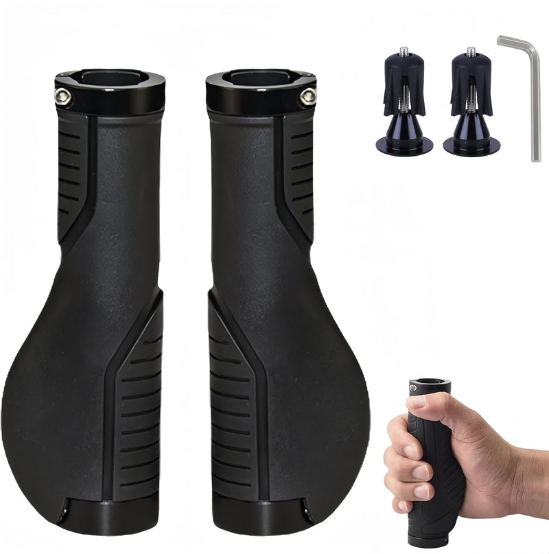 Chargez l'image dans la visionneuse de la galerie, Ergonomische fietshandvatten 22 mm zwart met einddoppen
