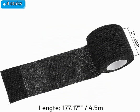Zelfklevende camouflageband 4 rollen 5 cm breed zwart – camo tape – outdoor accessoires