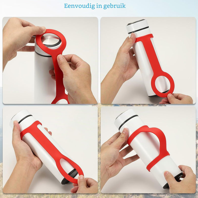 Laden Sie das Bild in Galerie -Viewer, Siliconen waterfles draaggreep (2 stuks) - Antislip fleshouder riem - Fles draagriem 500-1000 ml
