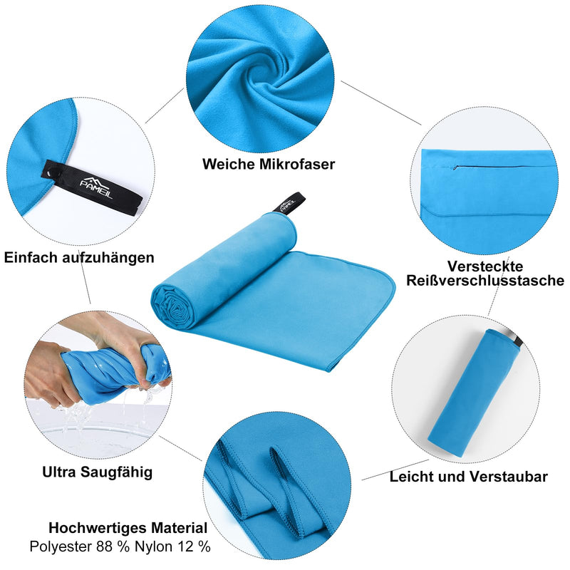 Load image into Gallery viewer, Fitnesshanddoek Microvezel 120x50 cm Sneldrogend met Ritsvak – Sporthanddoek – Reishanddoek
