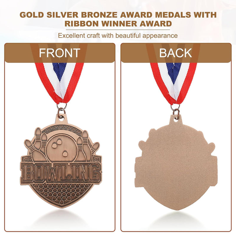 Carica immagine in Galleria Viewer, Bowling medailles 3 stuks goud zilver brons met neklinten – sportmedailles – prijzen en trofeeën
