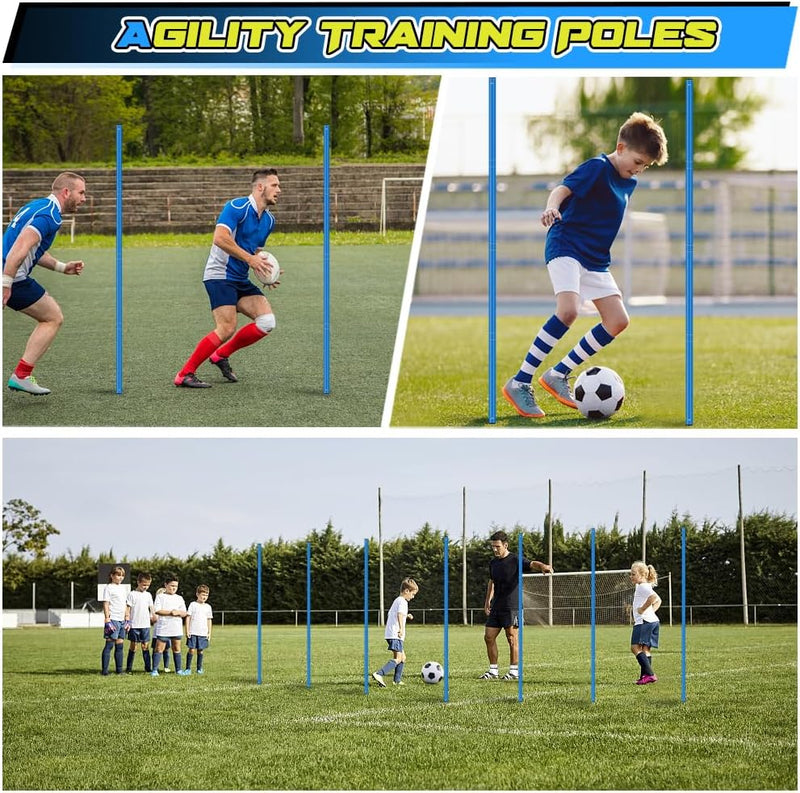 Load image into Gallery viewer, Voetbal trainingsset met 6 m coördinatieladder 10 pionnen en 6 slalompalen – agility set – voetbaltraining
