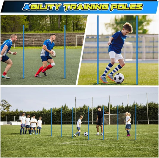 Voetbal trainingsset met 6 m coördinatieladder 10 pionnen en 6 slalompalen – agility set – voetbaltraining
