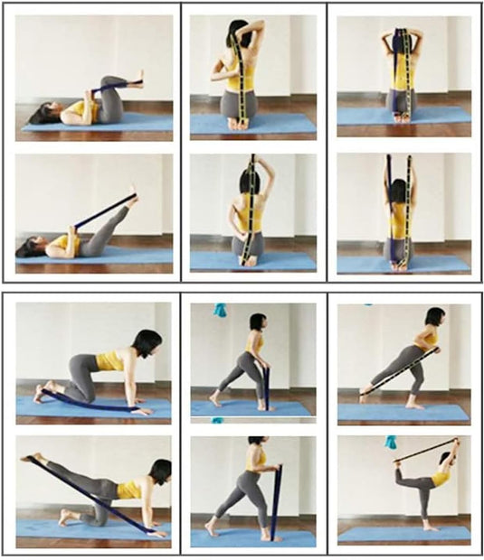 Yoga stretchbanden set van 2 met 8 lussen