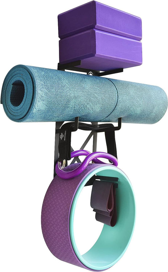 Wandhouder voor complete yoga- en pilatesuitrusting, 100% koolstofstaal