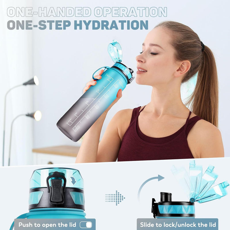 Chargez l'image dans la visionneuse de la galerie, Drinkfles 1 liter BPA-vrij met antislip grip en lekvrije sluiting – waterfles – sportfles
