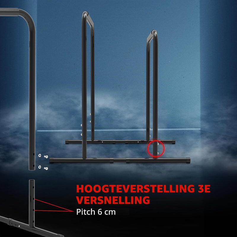Laad afbeelding in Galerijviewer, Verstelbare dip bars 87-100 cm van staal tot 136 kg – dip station – calisthenics
