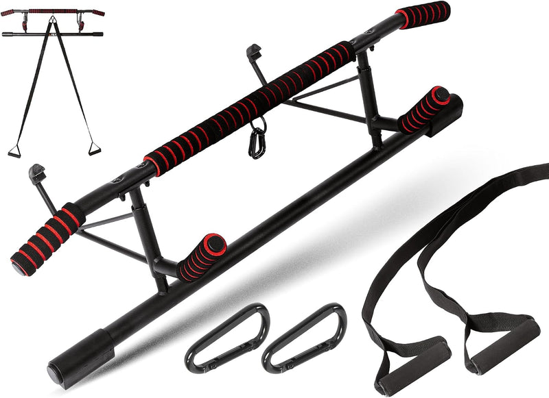 Laden Sie das Bild in Galerie -Viewer, Zusammenklappbare Klimmzugstange für den Türrahmen mit Schlingentrainer bis 200 kg – Klimmzugstange – Krafttraining

