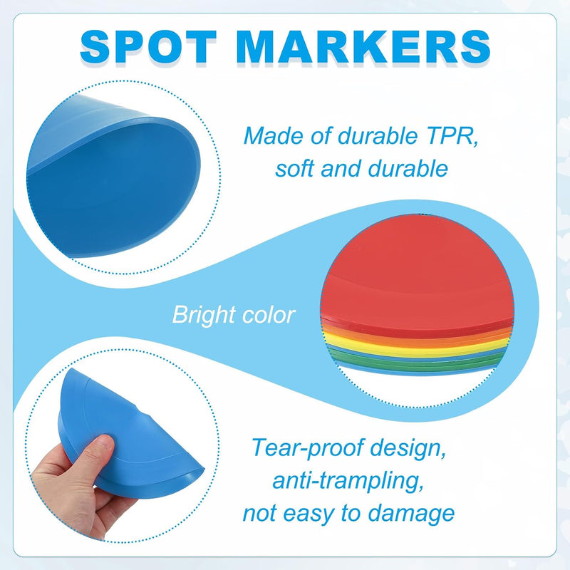 Laad afbeelding in Galerijviewer, Vloermarkers 10 stuks 15,5 cm antislip wit – platte trainingskegels – voetbal basketbal accessoires
