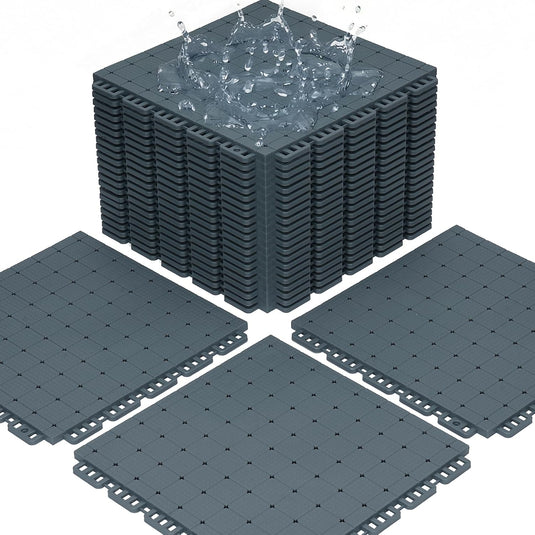 Puzzelmat sportvloer 24 stuks – 30,5 x 30,5 cm – TPE vloerbescherming voor fitness, speelruimte en buiten – grijs