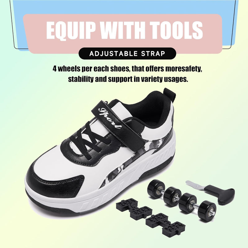Load image into Gallery viewer, Schoenen met wieltjes, voor jongens en meisjes, kinderrolschaatsen, 2-in-1 rolschaatsen, gymschoenen, skateboardschoenen
