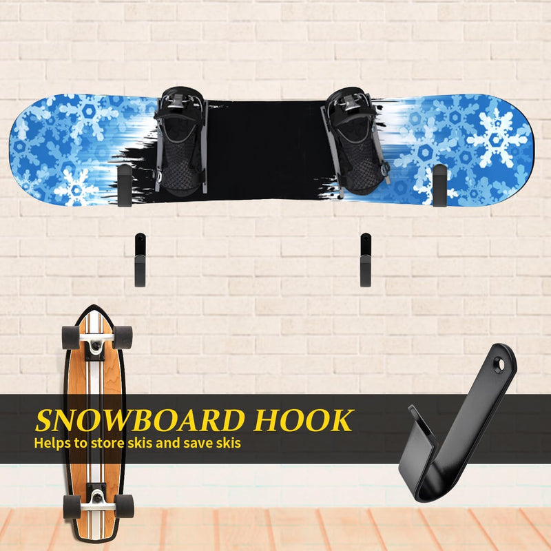 Laden Sie das Bild in Galerie -Viewer, Board wandhouders 2 paar van metaal zwart tot 25 kg – skateboard snowboard longboard wandhaken
