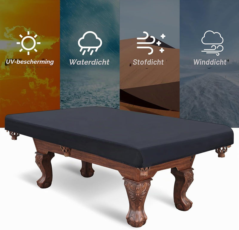 Chargez l'image dans la visionneuse de la galerie, Biljarttafelhoes 7 ft 233 x 132 x 20 cm waterdicht zwart – pooltafel afdekhoes – biljart accessoires

